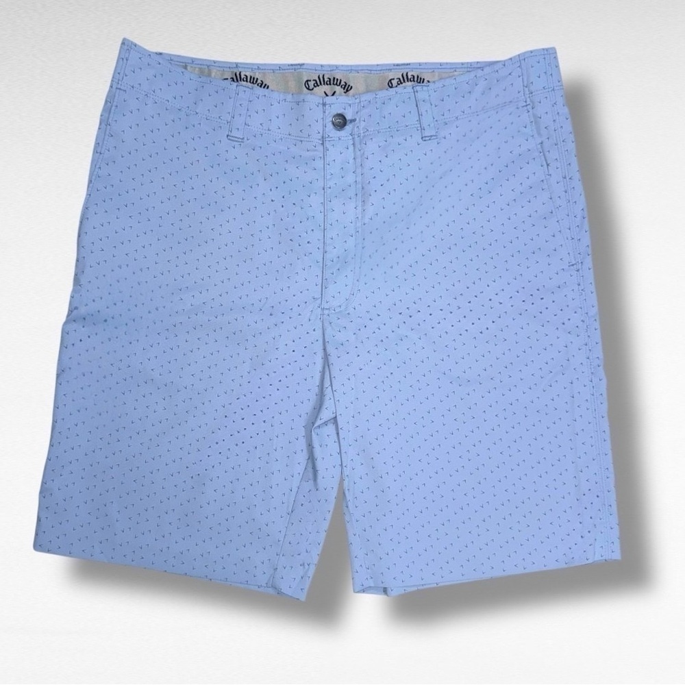 Callaway Swing Tech Golf Shorts 36 Light Blue Micro Print Stretch Performance